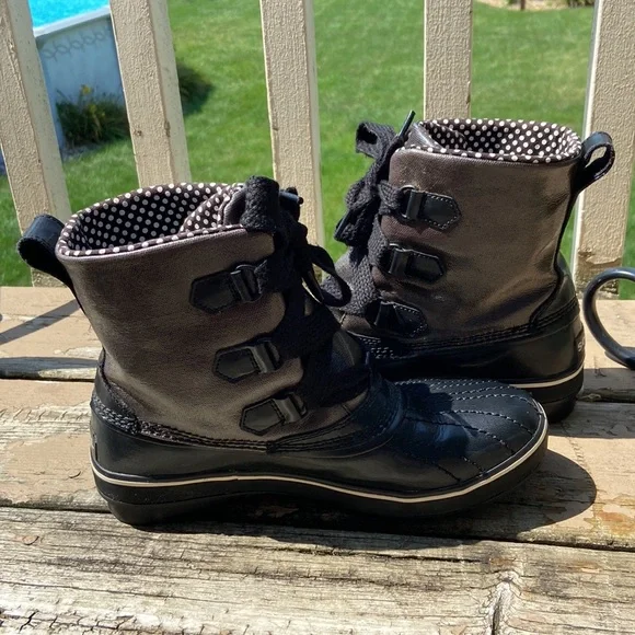 Sorel Tivoli Rain Boots Women’s Sz 8 Blk/Brwn Gently Used-Nice Ready For Fall! - Picture 6 of 17